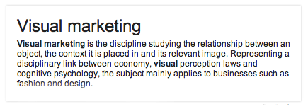 Visual Marketing definition on curatti