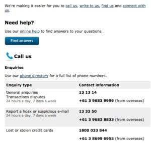 ANZ phone numbers